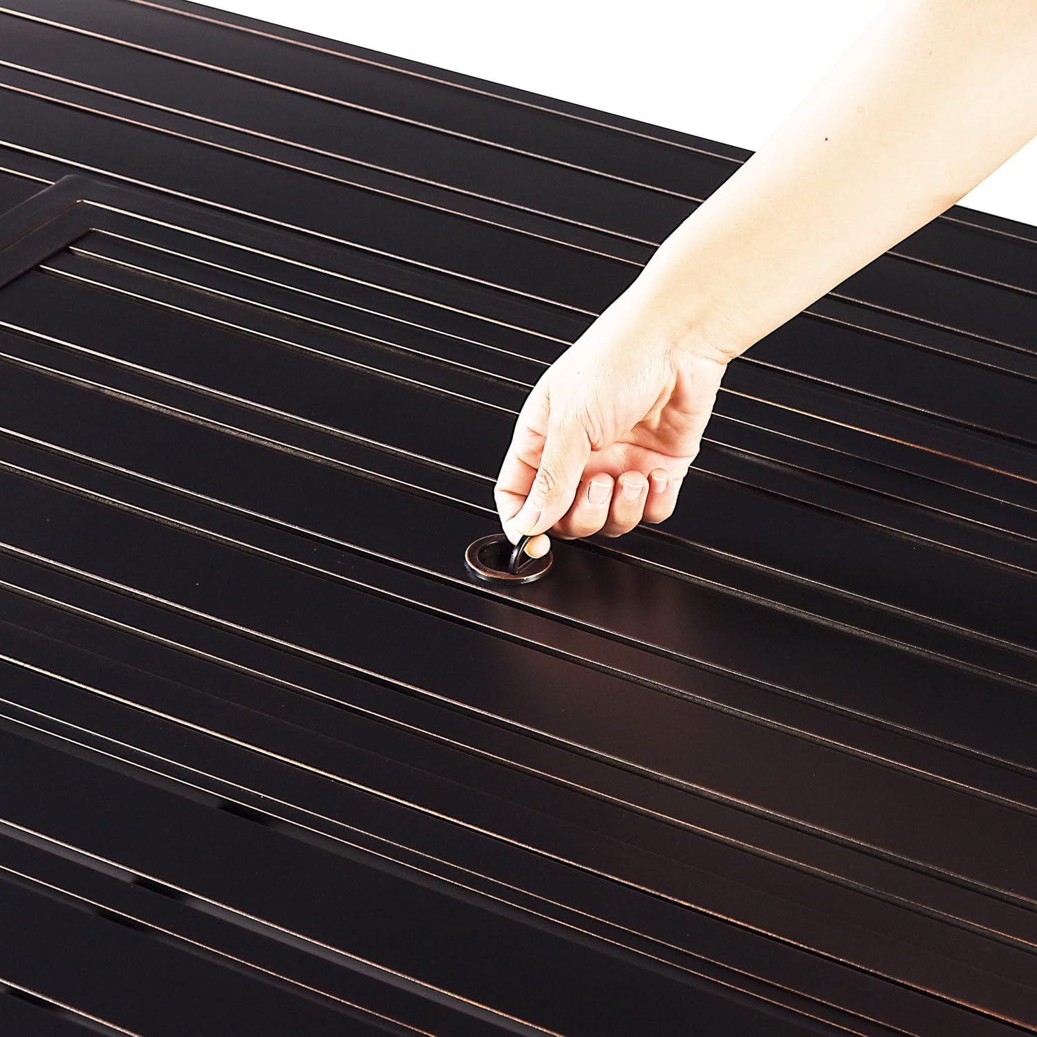 Oakland Living Rectangular 48 in. x 36 in. Aluminum Propane Fire Pit Table, Glass Beads, Two Covers, Lid, 57,000 BTUs in Copper Finish Black