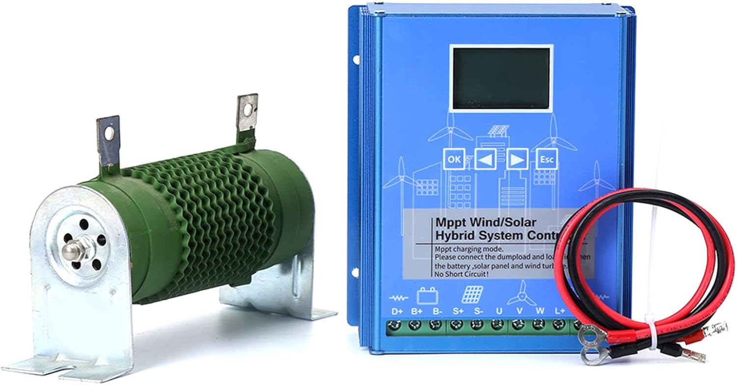 Wind Solar Hybrid Charge Controller with LCD Display, 5000W 12V 24V/48V Automatic Battery Off Grid Controller Solar Wind Power Accessories