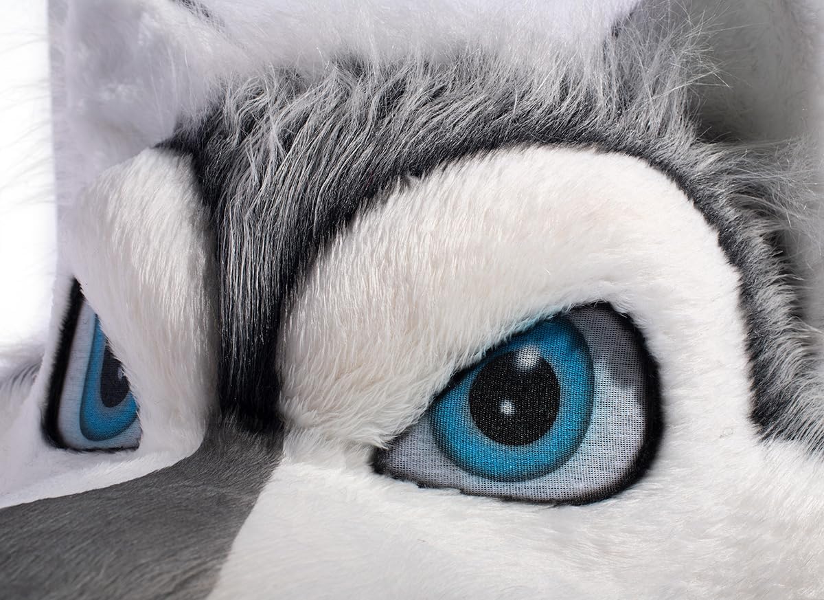 TCDesignerProducts Gray Wolf Mascot Costume - Quick Ship, School Spirit Sports Fan Gear, Football Cheerleader Accessories, Homecoming