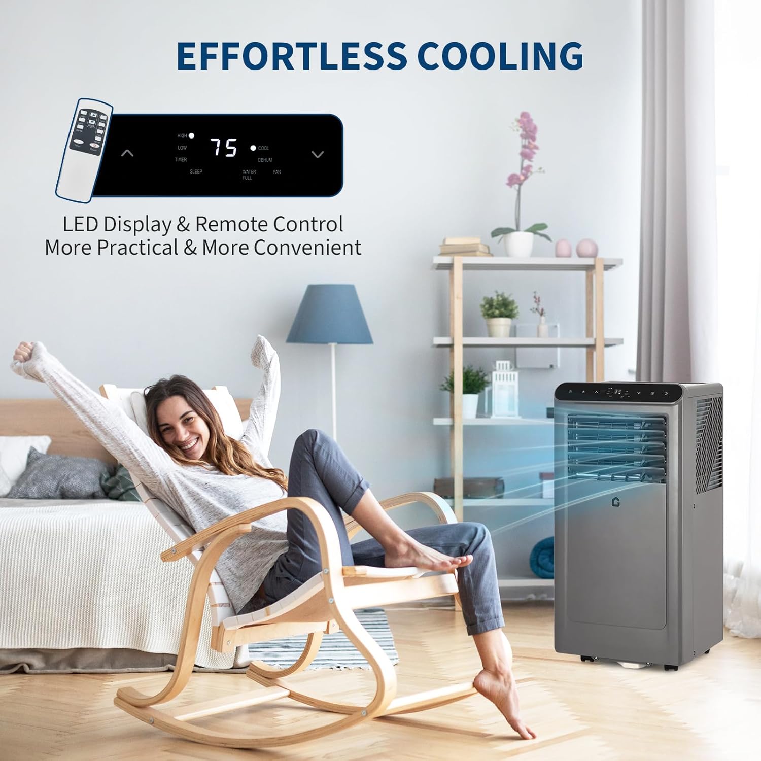 8000BTU Portable Air Conditioners w/Remote/LED Control, Free Stand Cooling Portable AC Unit for Room up to 350 sq. ft, 3-in-1 AC (Cool, Fan, Dehumidifier), 24Hrs Timer,Quiet Sleep Mode(45dB)