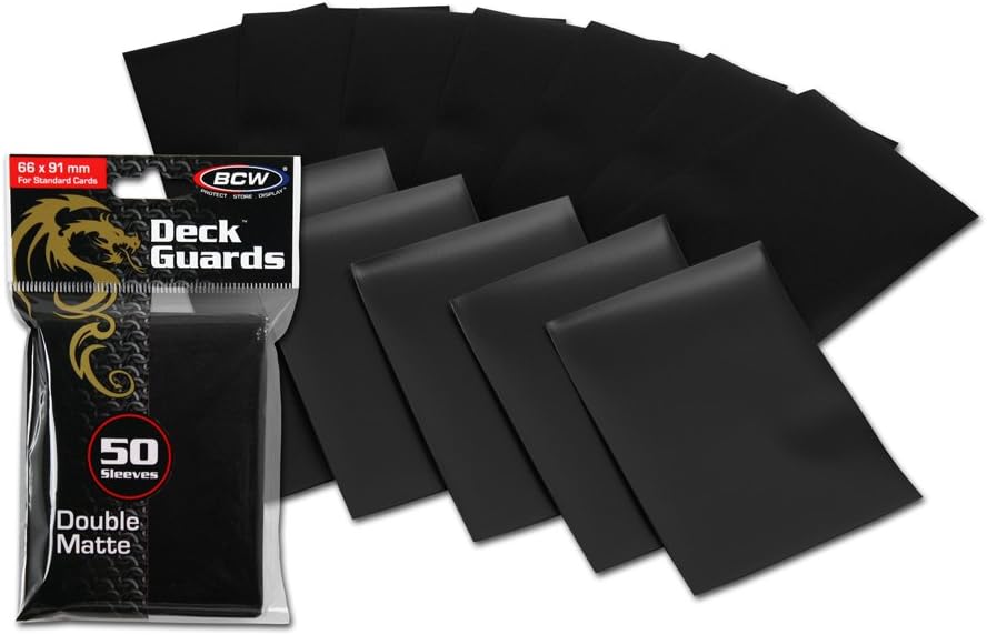 Deck Guard - Double Matte Black Card Sleeves | Acid-Free, Archival-Safe, No PVC | Anti-Glare Matte Finish | Fits Standard 2½