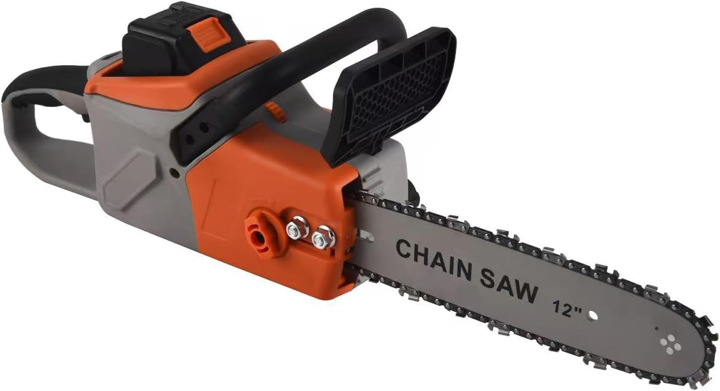 Battery Powered Chainsaw 16 inch,Electric Cordless Chainsaw with 2 Batteries and Charger.Brushless Chain Saw with 12-inch Replacement Guide Bar and Chain.Perfect for Tree Trimming and Wood Cutting