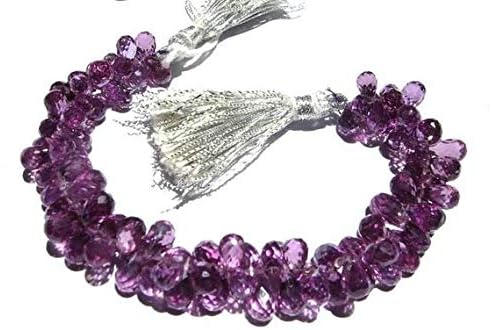 13 inch natural beads strand of 7-8mm faceted drop kunzite corundum quartz gemstone briolletes beads for DIY jewelry - necklace, bracelet, earring, ring.