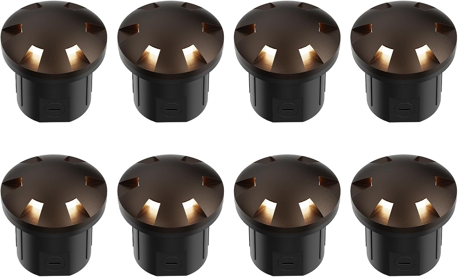 GOODSMANN Landscape Lighting 8PK Low Voltage Well Lights 6 Watt LED 120 Lumen 12V AC In-Ground Lights 3000K Warm White with Cable Connectors