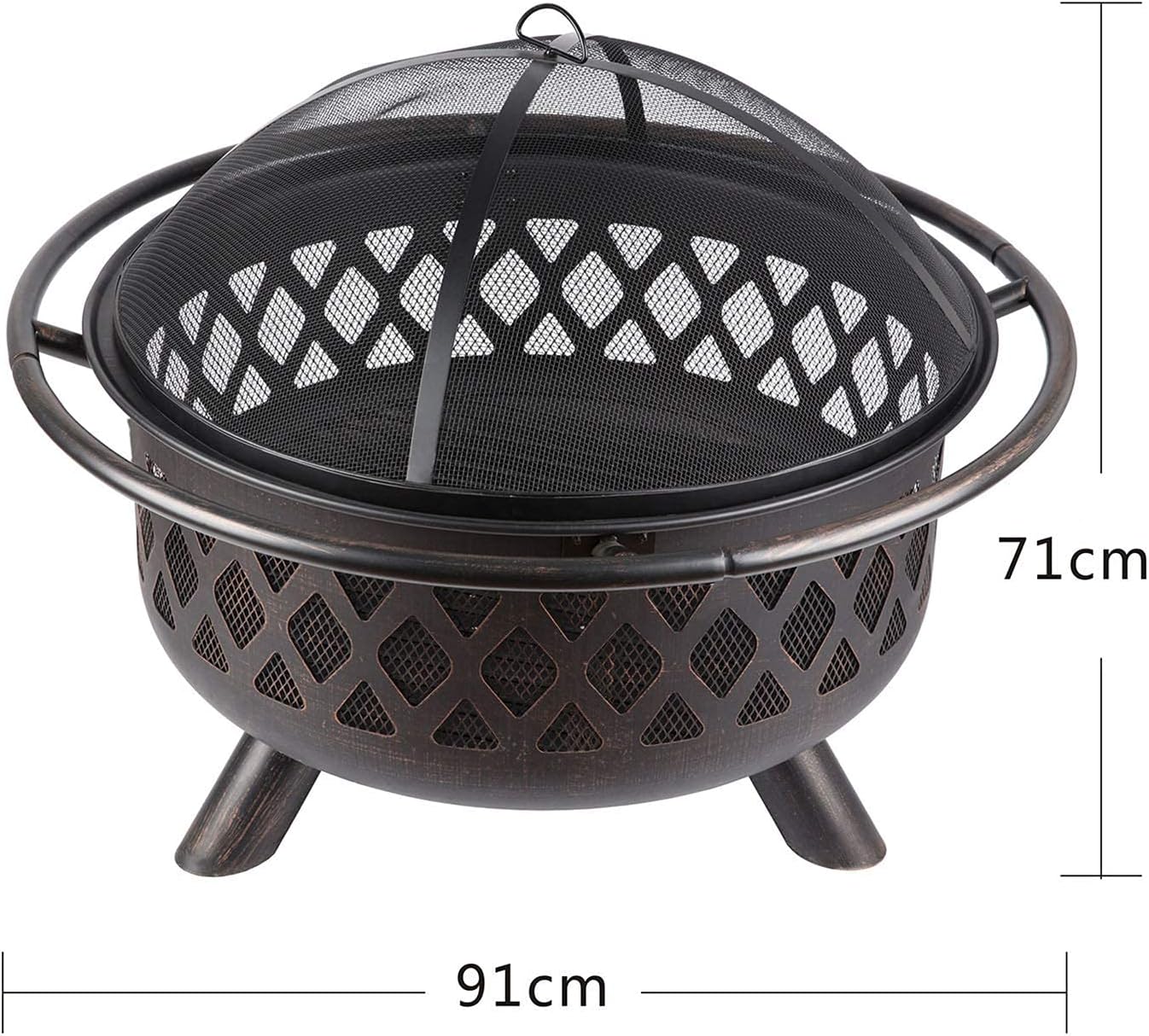Small Fire Pit,Outdoor Fire Pit with BBQ Grill Shelf Fire Bowl with Spark Protection Mesh Extra includes Poker and Cover Garden Patio Heater