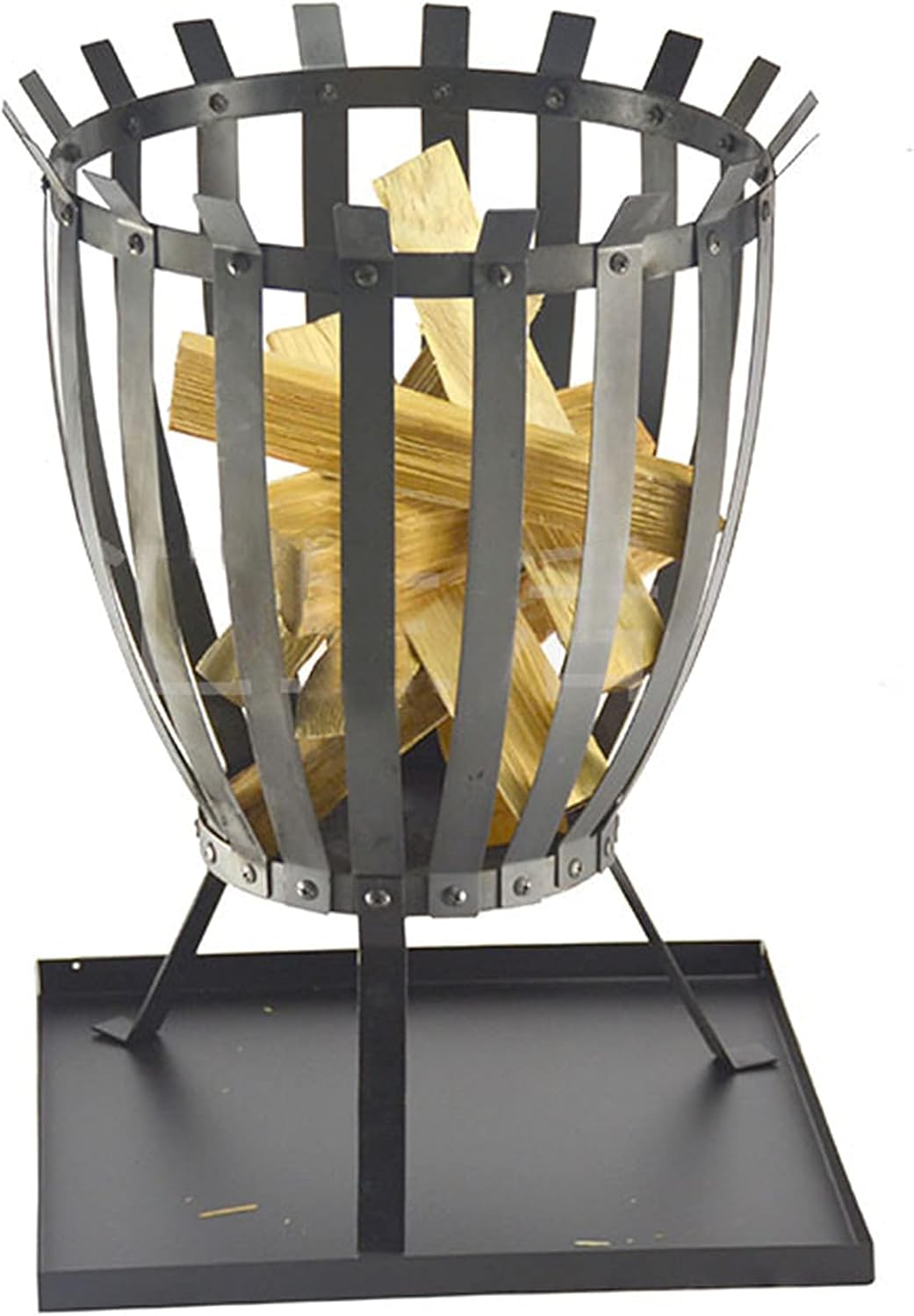 Round Outdoor Fire Pit Bowl, Wood Burning Patio Firebowl, High-Temperature Heat-Resistant Finish, Bonfire Heating Basin