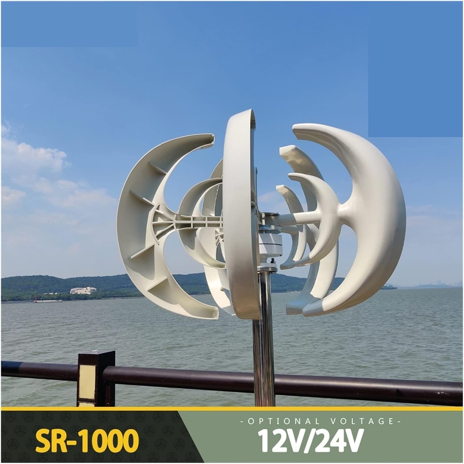 Wind Turbine Generator Kit, 1000W Wind Turbine 12v 24v Vertical Axis Wind Turbine Small Windmill Free Energy Band MPPT Charge Controller For Home for Hybrid Solar Wind System(Blue,WITH MPPT SET_12V)