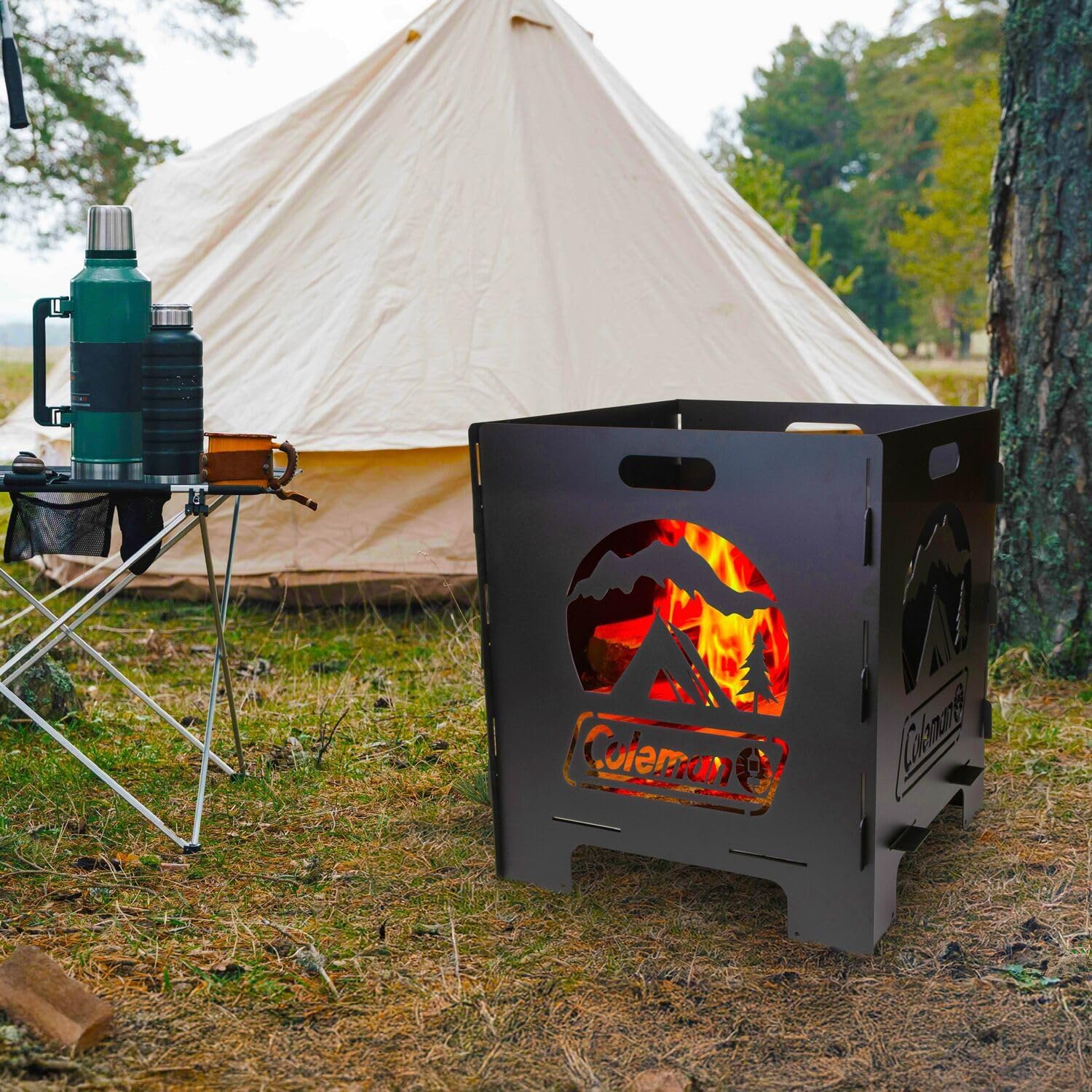 Coleman Pack-A-Way 20” Portable Fire Pit, Large Collapsible Wood Burning Fire Pit, Outdoor Accessory for Camping, Backyard, Deck & Patio, Black