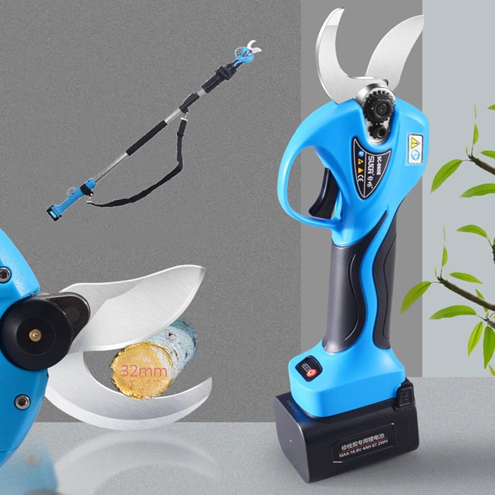 Cordless Pruning Shears Professional Electric r Tree Trimmer Branch Pruner Efficient Portable Garden Scissors 32mm/1.2 Inch Cutting Diameter for Hedge, Bush, Orchard