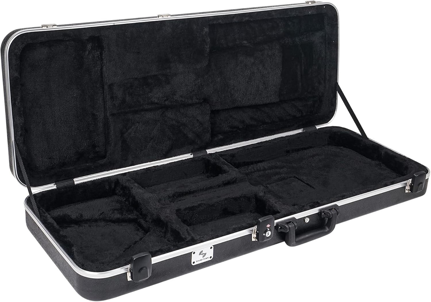 Sound Town Lightweight ABS Road Case for Electric Guitar with TSA Approved Locking Latch and EPS Foam Plush Interior (STEC-500)