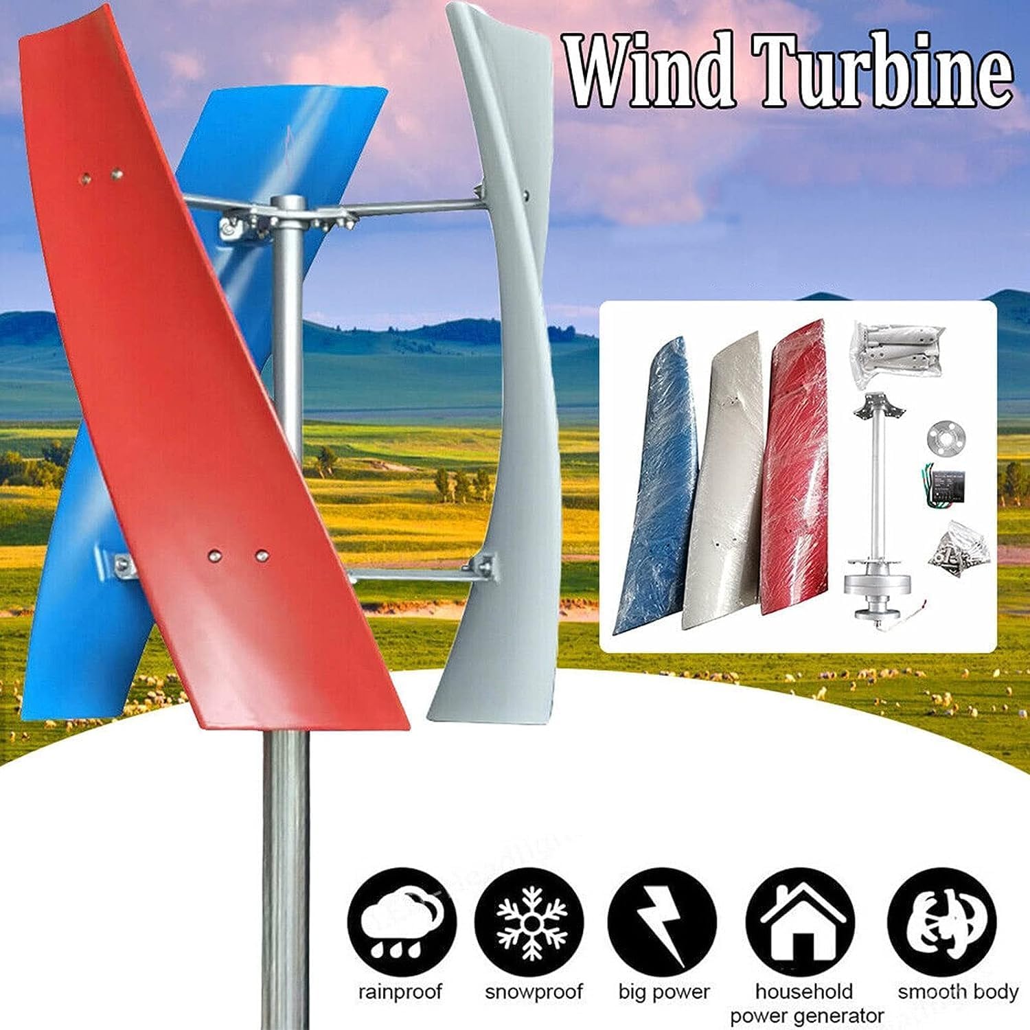 3 Blades with Charge Controller Automatic Adjust Wind Direction Permanent Magnetic Levitation Generator 3000W Wind Turbine