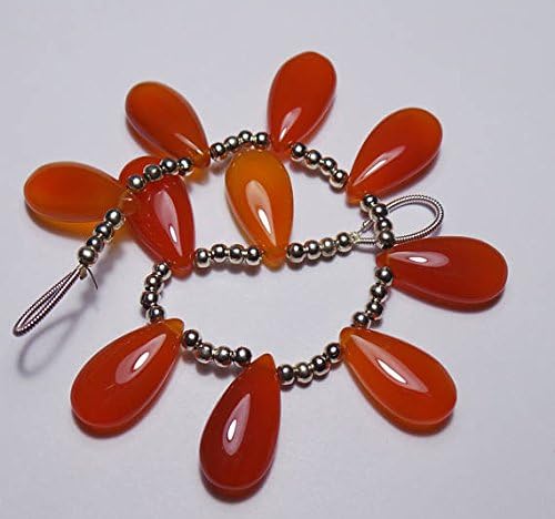 5 Matched Pairs, 20x10 MM Long aprx.,CARNELIAN ORANGE Chalcedony Smooth Pear Briolettes