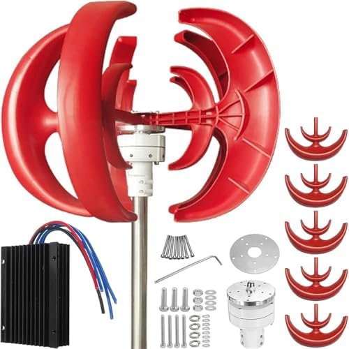 1000W Vertical Axis Wind Turbine Generator | 12V/24V/48V Lantern-Style 5-Blade Kit with Controller | Efficient Power Solution for Roofs, RVs & Streets (Color: 48V)