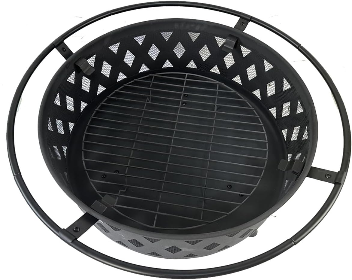Outdoor Heaters for Patio Wood Burning Fire Pit for Outside with Spark Screen & Fire Grate Heavy Duty Iron Outdoor Fireplace for Backyard Garden & Camping Use