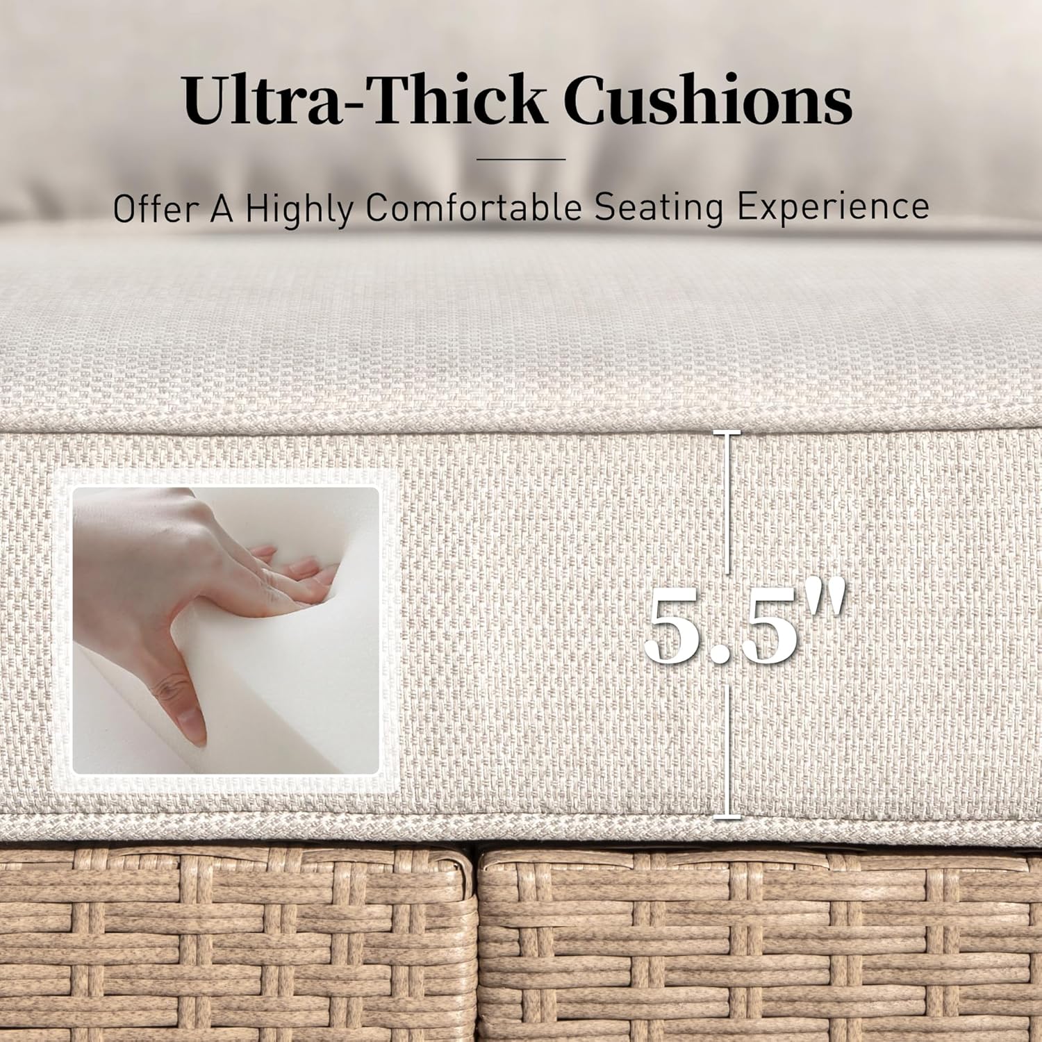 Patio Furniture Set 8 pcs, Wicker Rattan Outdoor Furniture with 5.5