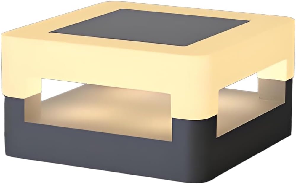 Solar and Electric Outdoor LED Landscape Garden Light Modern Simple Black 3000K Deck Lantern Lamp Creative Square Decorative Post Top Lighting for Gardens Driveway Villas Lawns Pools Parties