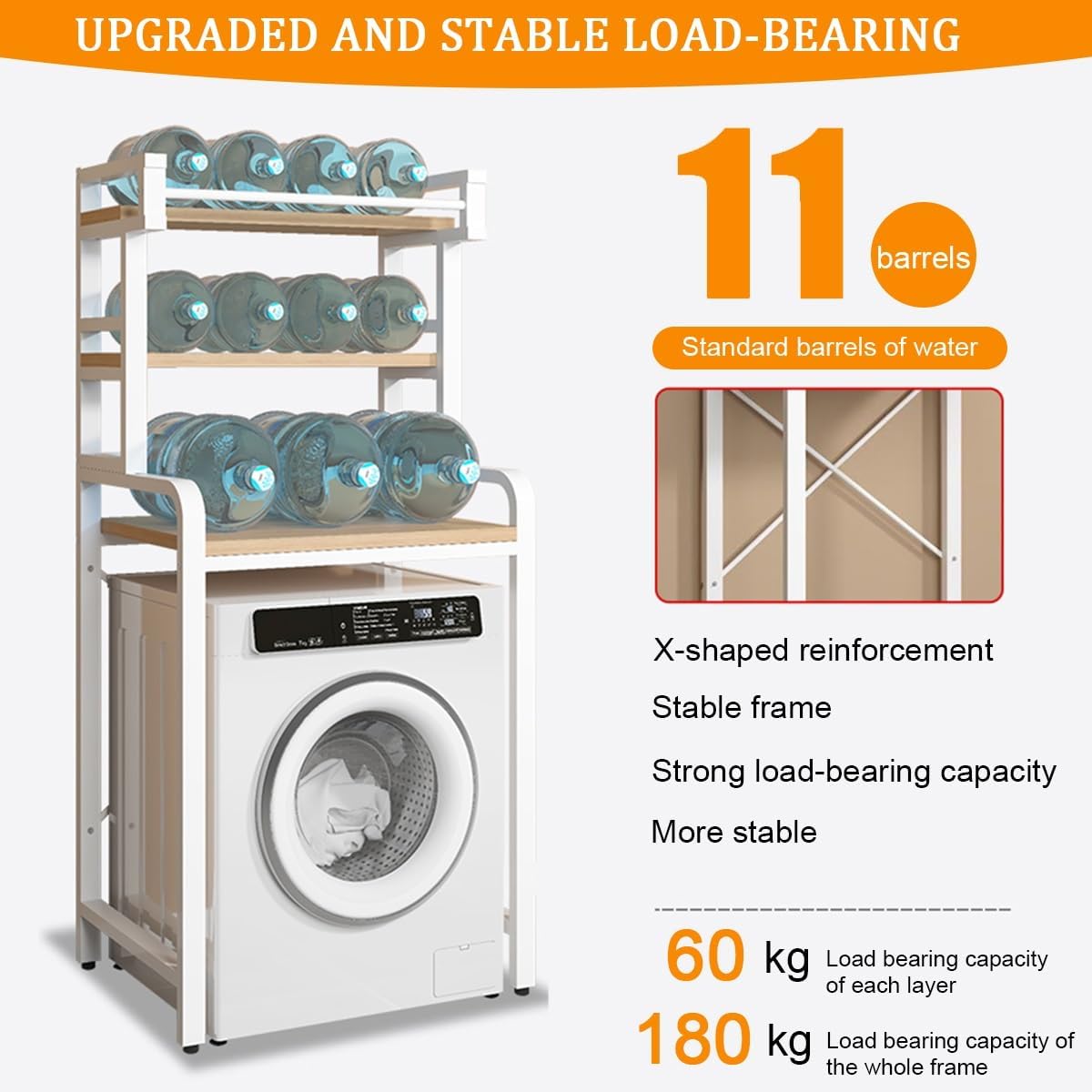 Over Washer and Dryer Shelves,Washing Machine Storage Rack,Drum Washing Machine Cabinet,Storage Rack Over Washing Machine Storage Unit,for Bathrooms Laundry Rooms Balconies(Brown,4