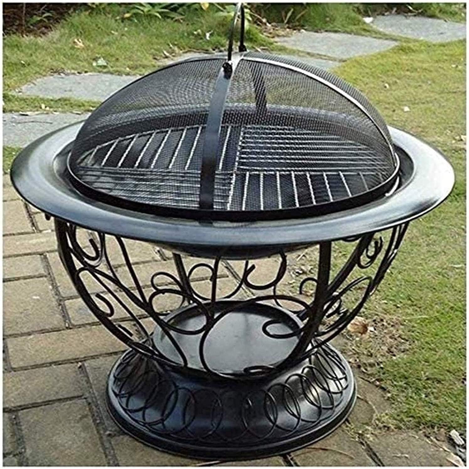 Fire Pits,BBQ Grill Outdoor Fire Pit Accessories Wild Travel Wood Burning and Camping Picnic Stove Bonfire with Barbecue