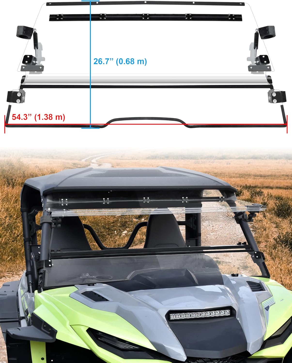 SAUTVS Flip Up Windshield for Yamaha Wolverine RMAX 1000 2021-2025, Clear 1/5