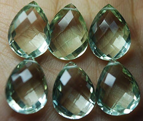 5 Match Pair, Super Rare AAA Green Amethyst Faceted Pear Shape Briolettes Calibrated Size 10x14mm