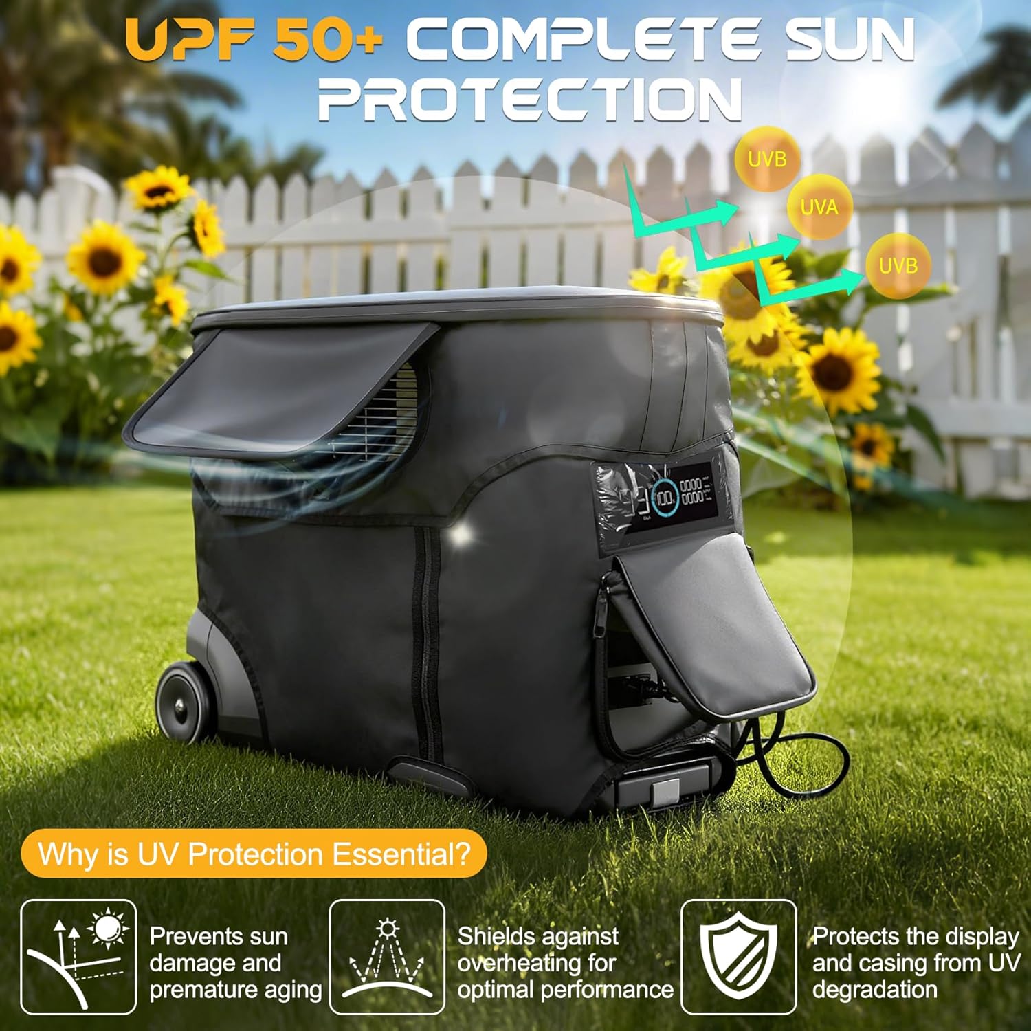 Protective Cover Compatible with DELTA Pro & Extra Battery, Waterproof Dustproof Storage Case with Top Compartment, Transparent Window & Adjustable Strap for Outdoor Indoor Use