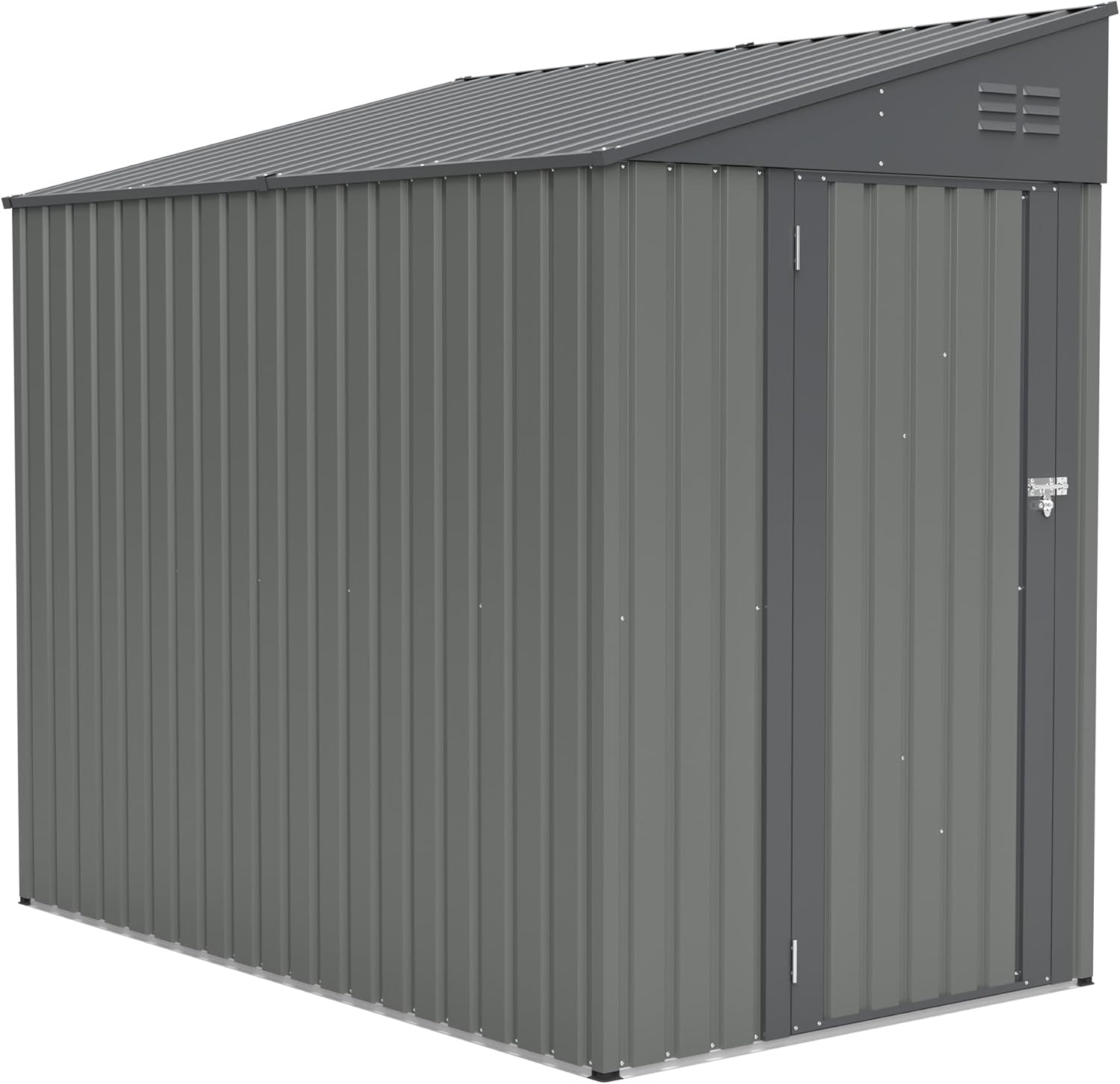 Outdoor Storage Shed Waterproof Metal Garden Tool Bike Sheds Kit, Lean to Shed Backyard Storage Building Cabinet House for Patio Lawn,4 * 7ft Olive Gray