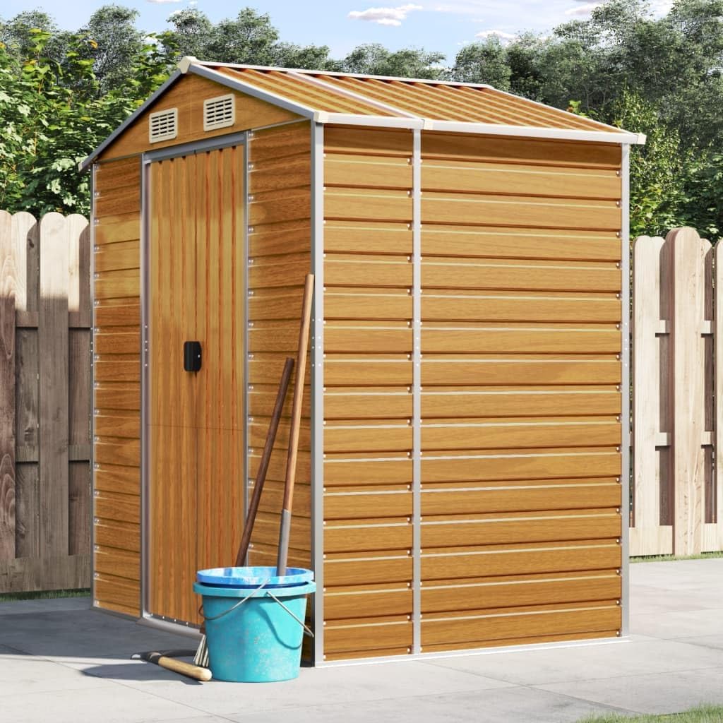 Geräteschuppen Gartenhaus 130x191x198 cm aus verzinktem Stahl mit moderner Hellbraun Optik für großzügige Outdoor Storage und Werkzeugorganisation für Garten Balkon Garage