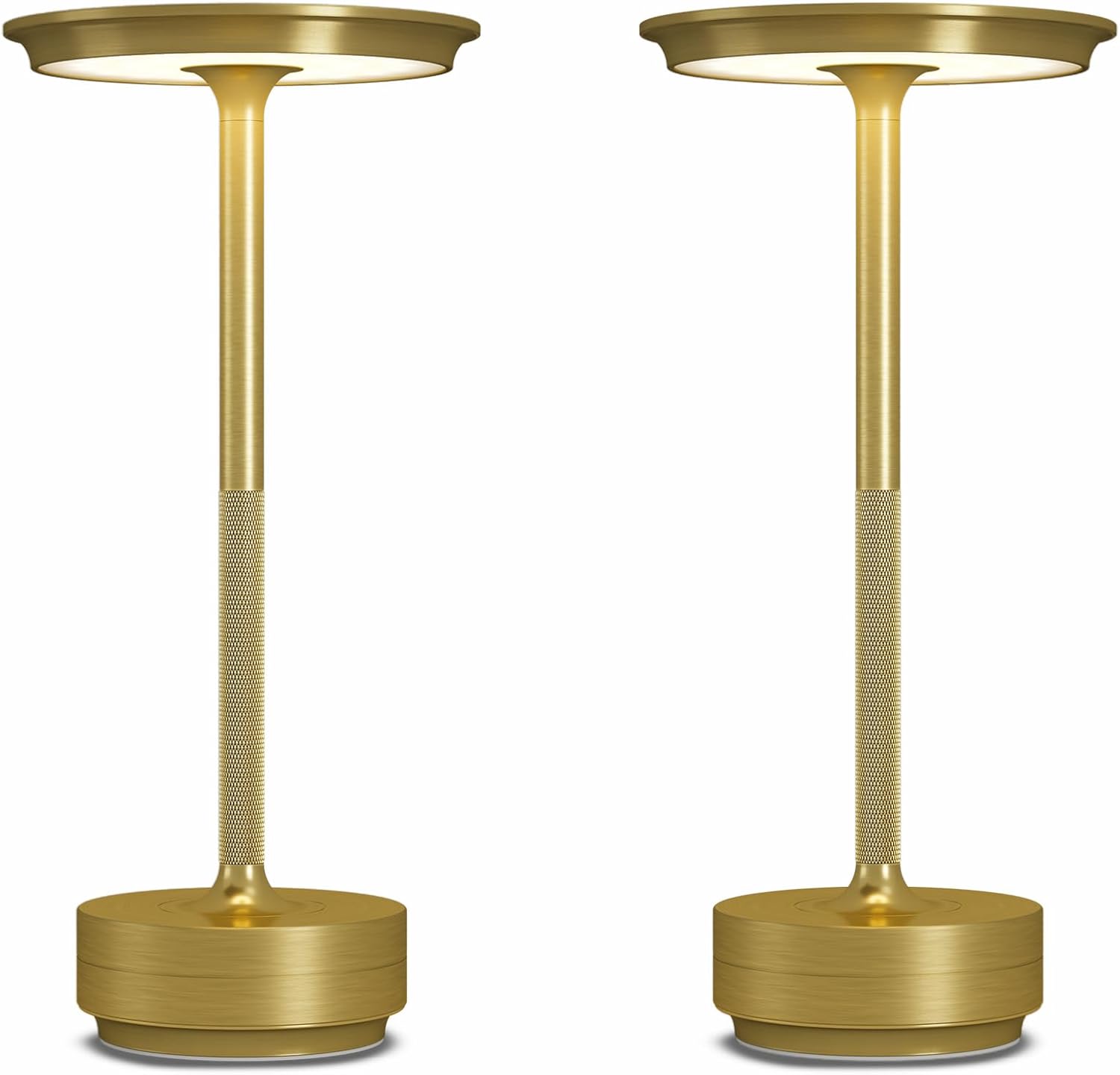 2 Pack Cordless Table Lamps Rechargeable, 5000mAh Portable LED Table Light, 3 Color Stepless Dimming Battery Powered Table Lamp, for Patio/Restaurant/Home/Outdoor.(Brushed Gold)