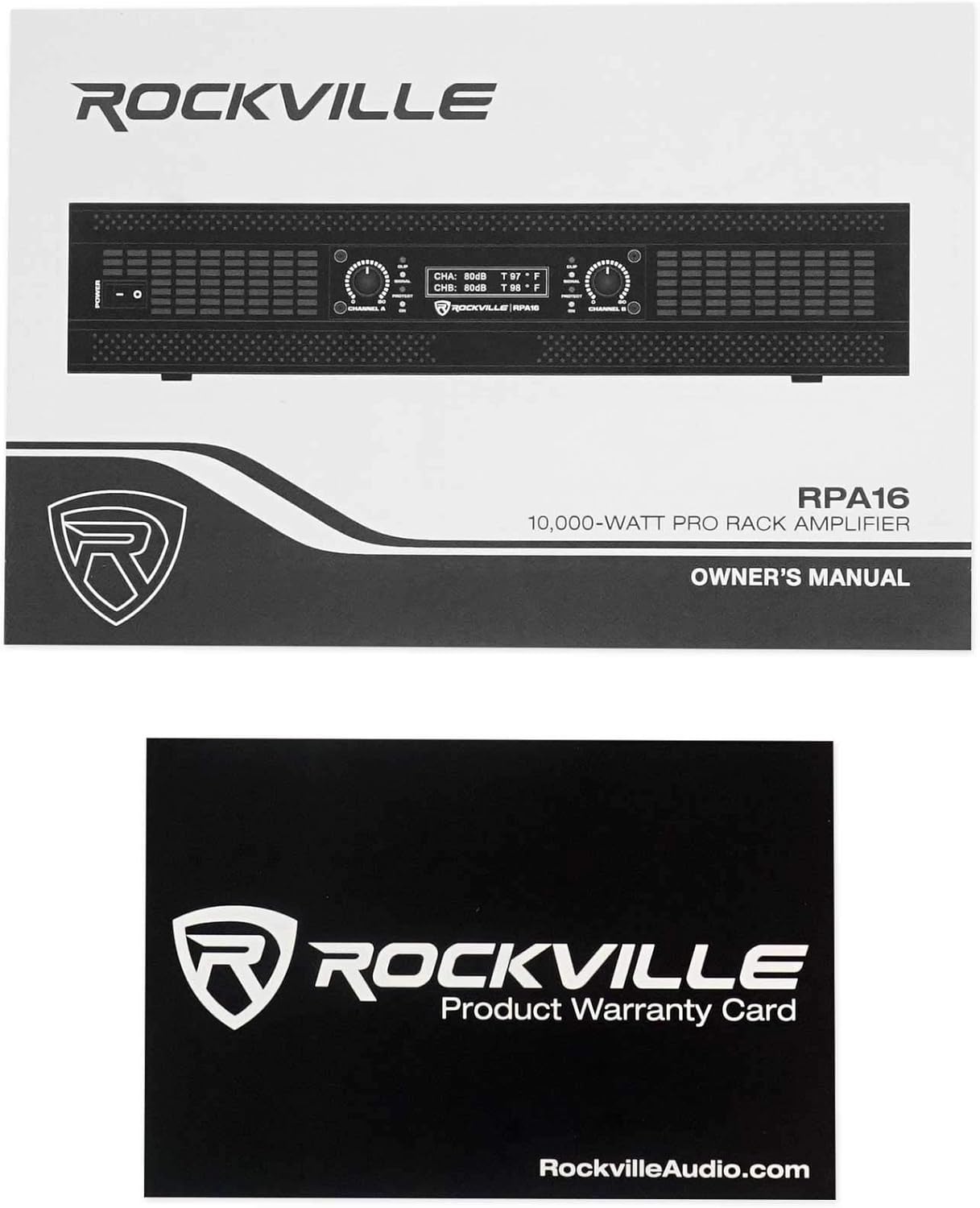 Rockville RPA16 10000W Peak/3000W RMS 2-Channel Power Amplifier, Bridgeable, Built-in Crossover, Limiter, LCD Display, XLR/Speakon/Banana Outputs, for Pro Audio and DJ