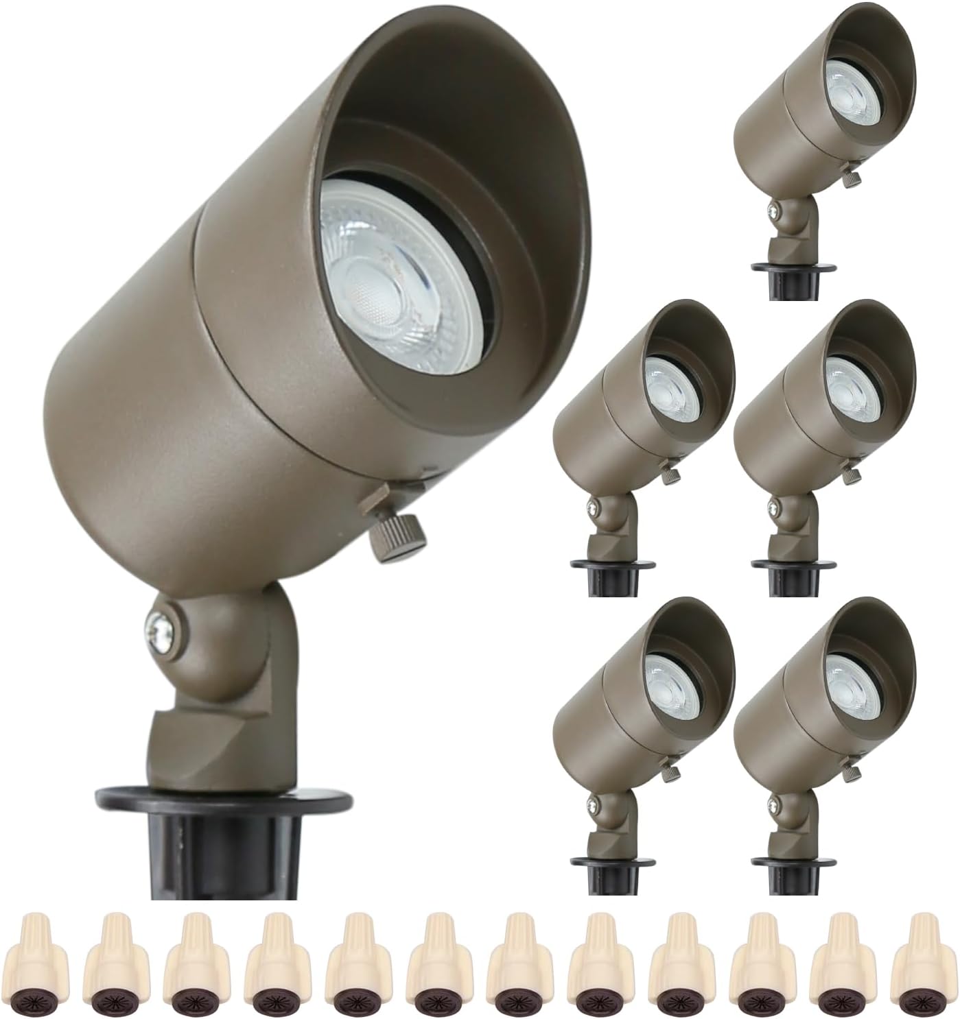 Lumina Lighting® 5W Landscape Lighting 12V Landscape Lights Low Voltage Landscape Spotlights Warm White Waterproof Outdoor Replaceable LED Bulb for Garden,Lawn,Porch,Patio and Yard (Bronze) (6-Pack)