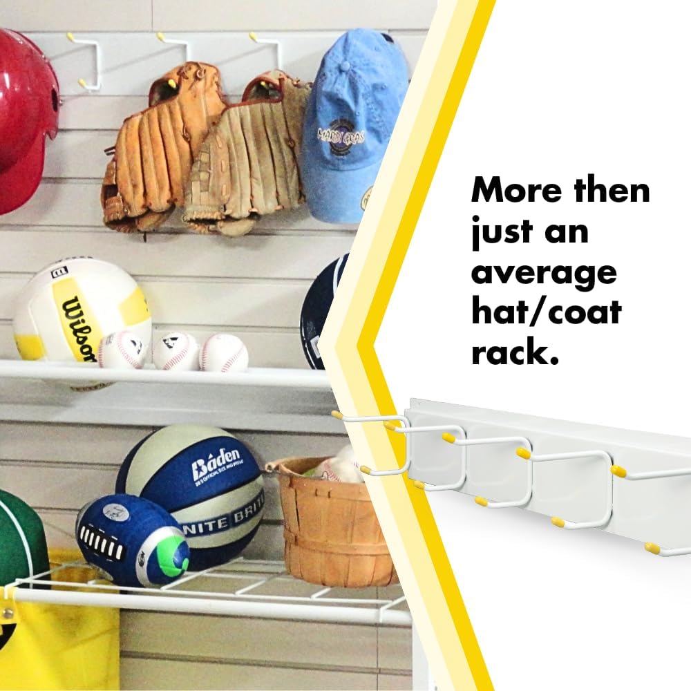 GarageTek Coat & Hat Rack Wall Organizer | Wall Mount Storage Rack | Hat Stand, Coat Rack, Helmet Holder, Slatwall Accessories - Mounts on TekPanel, TekTrak and Most Other Garage Storage Panels