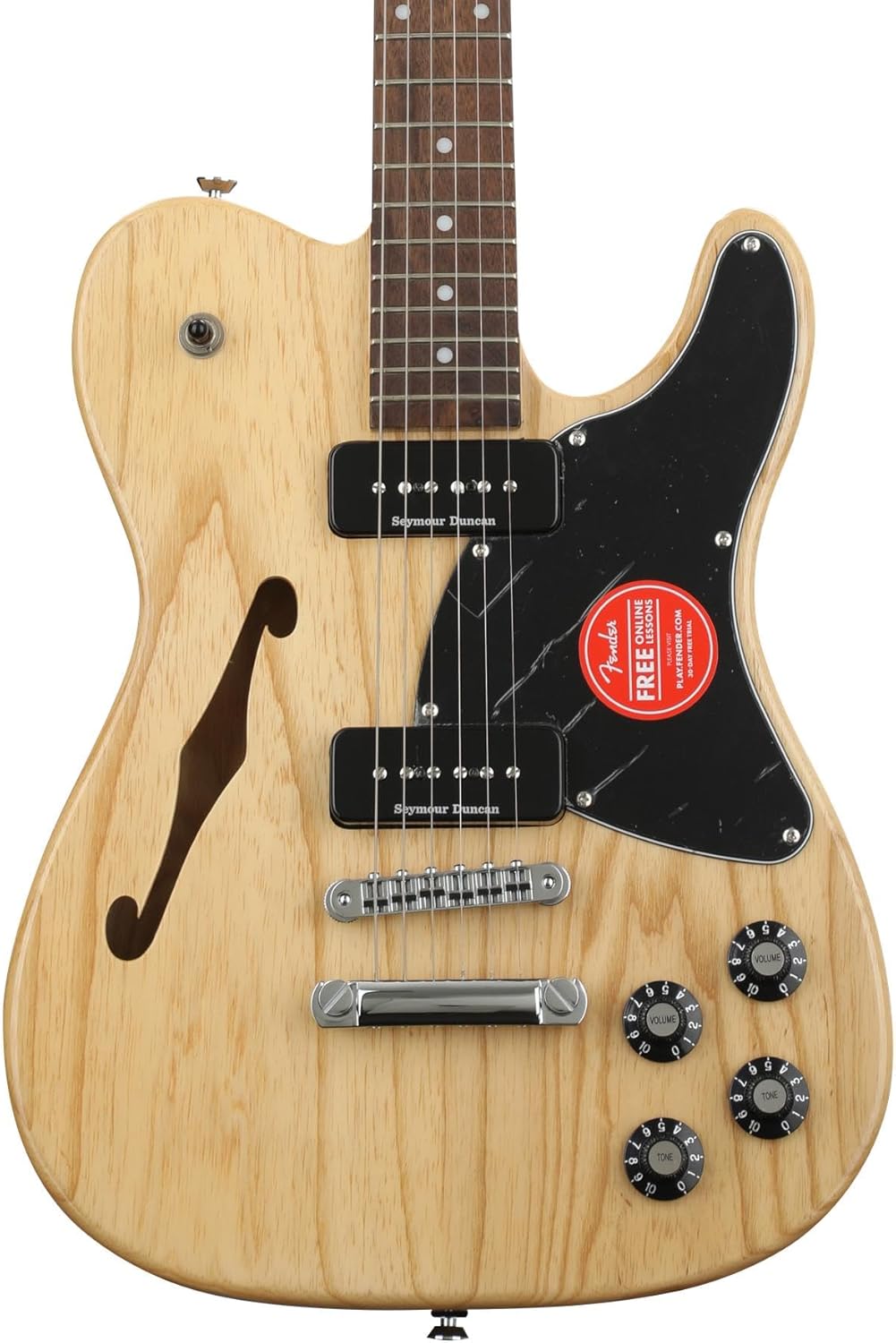 Fender Jim Adkins JA-90 Thinline Telecaster Electric Guitar, with 2-Year Warranty, Natural, Laurel Fingerboard