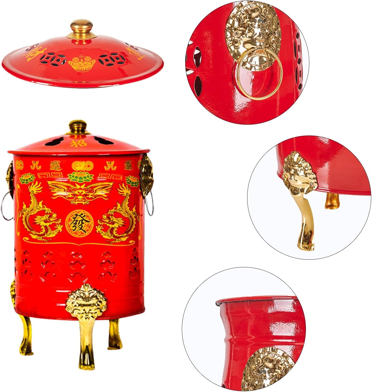 Outdoor Burn Barrel with Grid and Fire Hook, Portable Fire Pit, Burn Cage for Burning Garbage Leaves