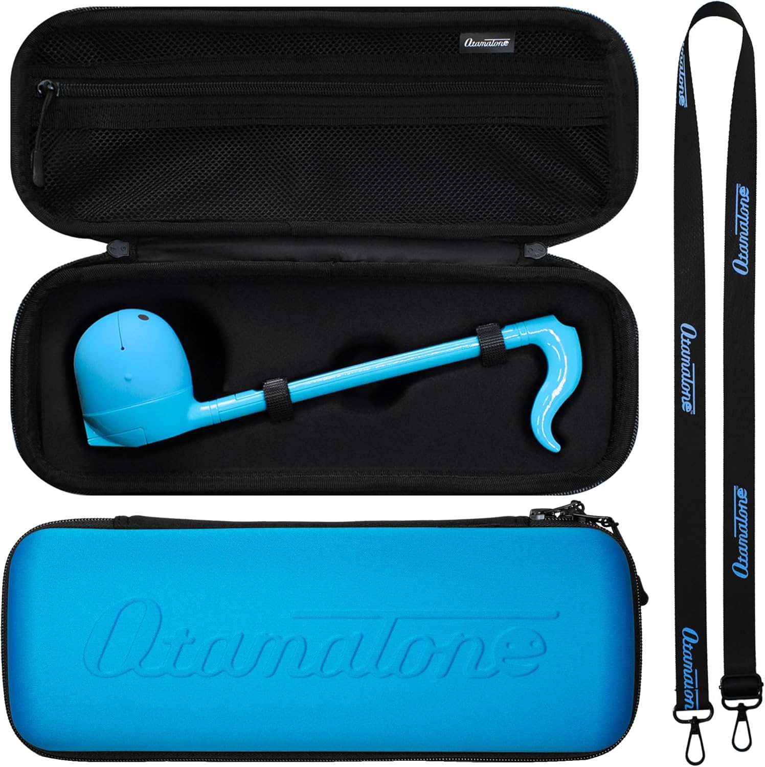 Otamatone Regular [Kirby] and Matte Case [Blue] Bundle Japanese Electronic Musical Instrument Portable Music Synthesizer from Japan Maywa Denki Award Educational Fun Gift for Children Teen Adult