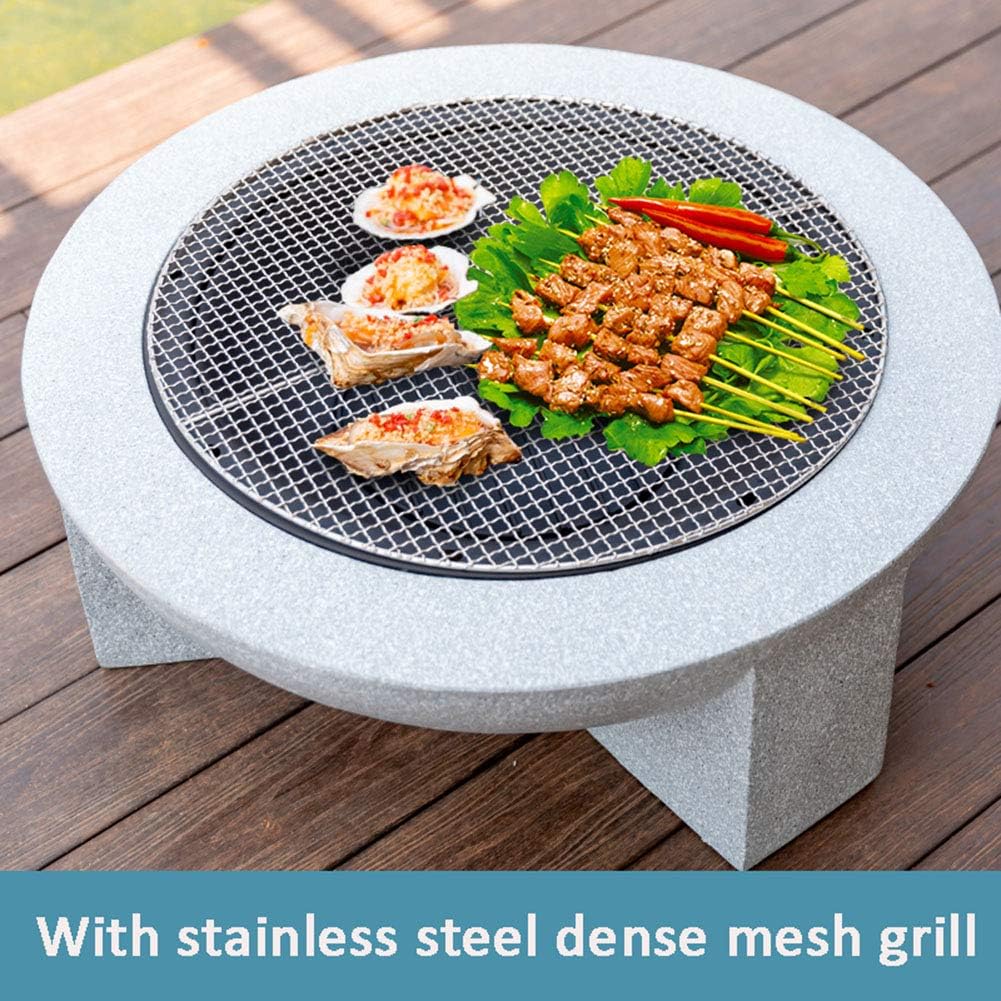 HWOEK Outdoor Garden fire Pit with mesh Cover Garden Patio Heater/BBQ/Ice Pit with Waterproof Cover with Stainless Steel Dense mesh Grill