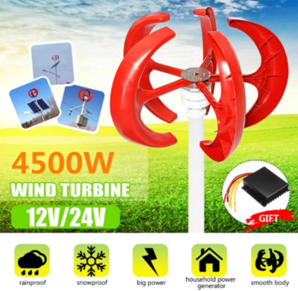 4500W 5 Blades 12V 24V Vertical Axis Wind Turbines Generator Lantern Motor Kit Electromagnetic for Home Hybrids Streetlight Use