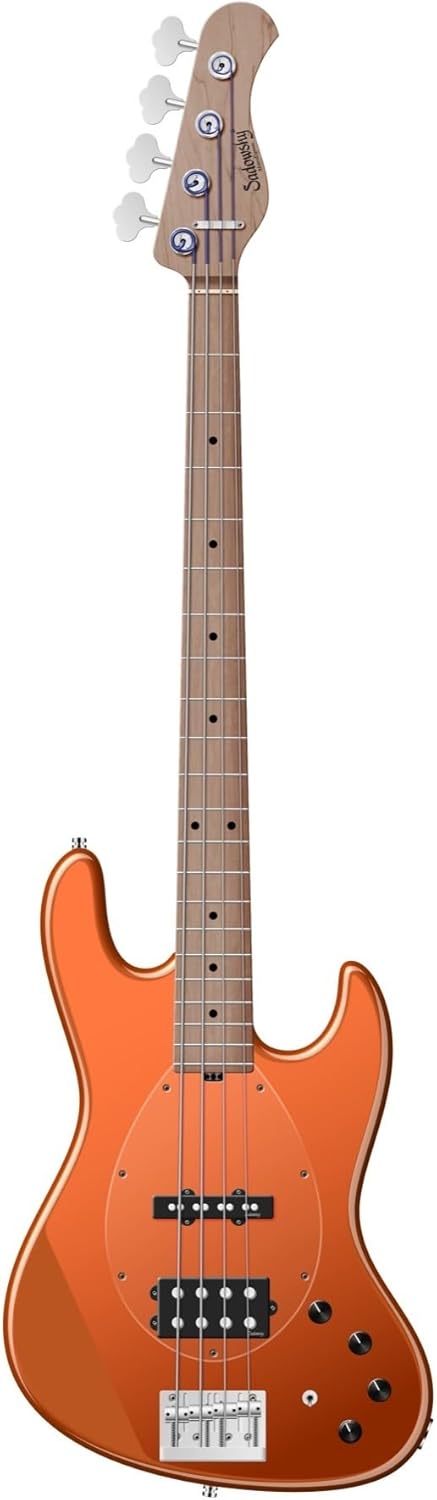 Sadowsky MetroExpress Vintage M/J Bass Guitar - Solid Candy Apple Orange Metallic, Roasted Maple Fingerboard