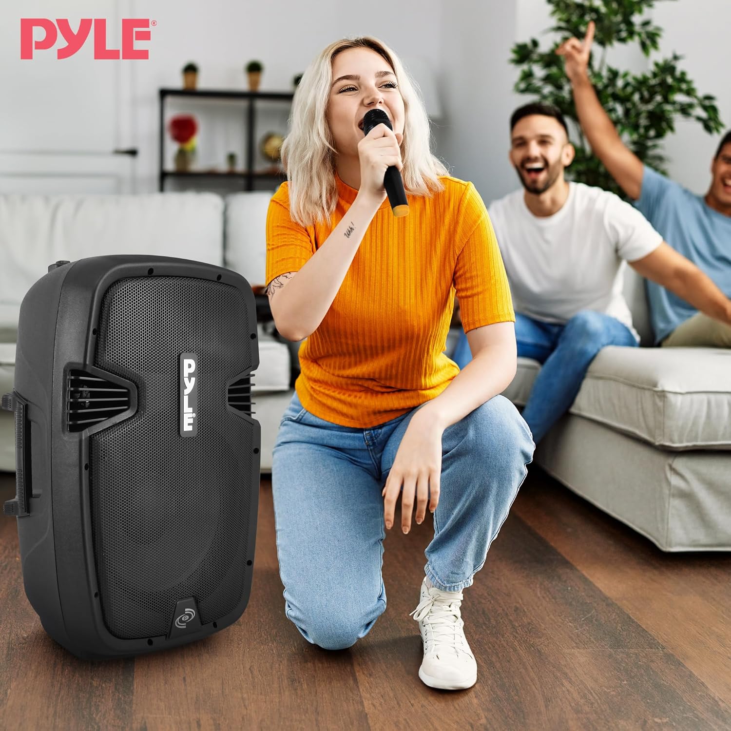 Pyle Wireless Portable PA Speaker System-Compatible with Bluetooth,Active Loudspeaker,1000 Watt Powered 2-Way Waterproof Amplifier, 12” Subwoofer, Tweeter, RCA, XLR, Mic In for Dj & Party-PPHP1241WMU