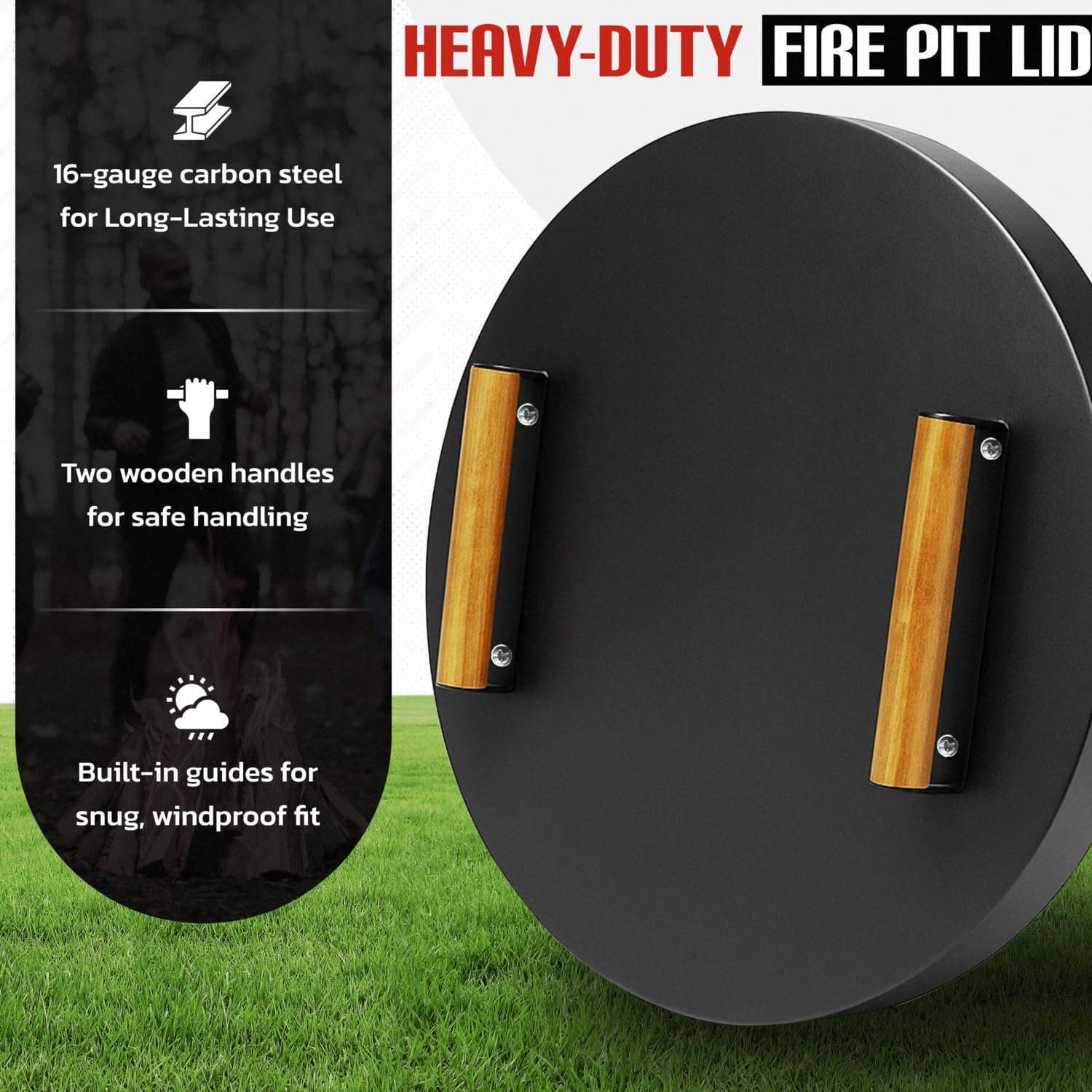 FEBTECH Smokeless Fire Pit Accessories Combo - Heavy Duty Carbon Steel 15