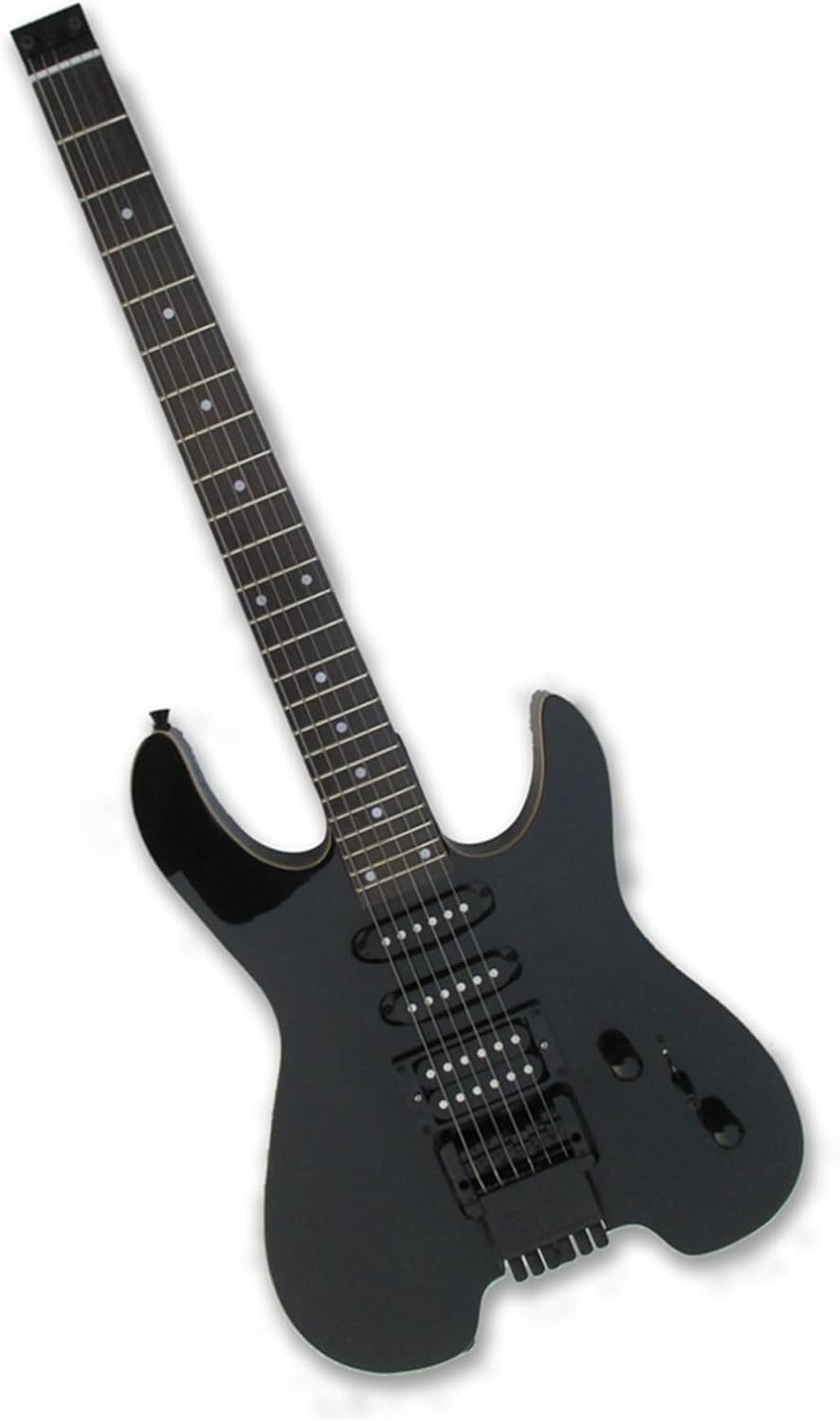 VENEKA Headless Electric Guitar Mahogany Body Canada Maple Headstock Black 6 Strings Headless Electric Guitar Musical Instrument