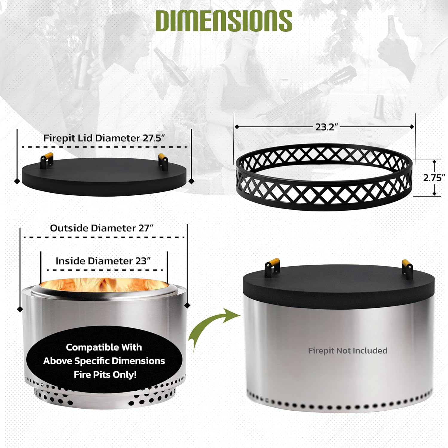FEBTECH - Smokeless Fire Pit Accessories Combo – 23