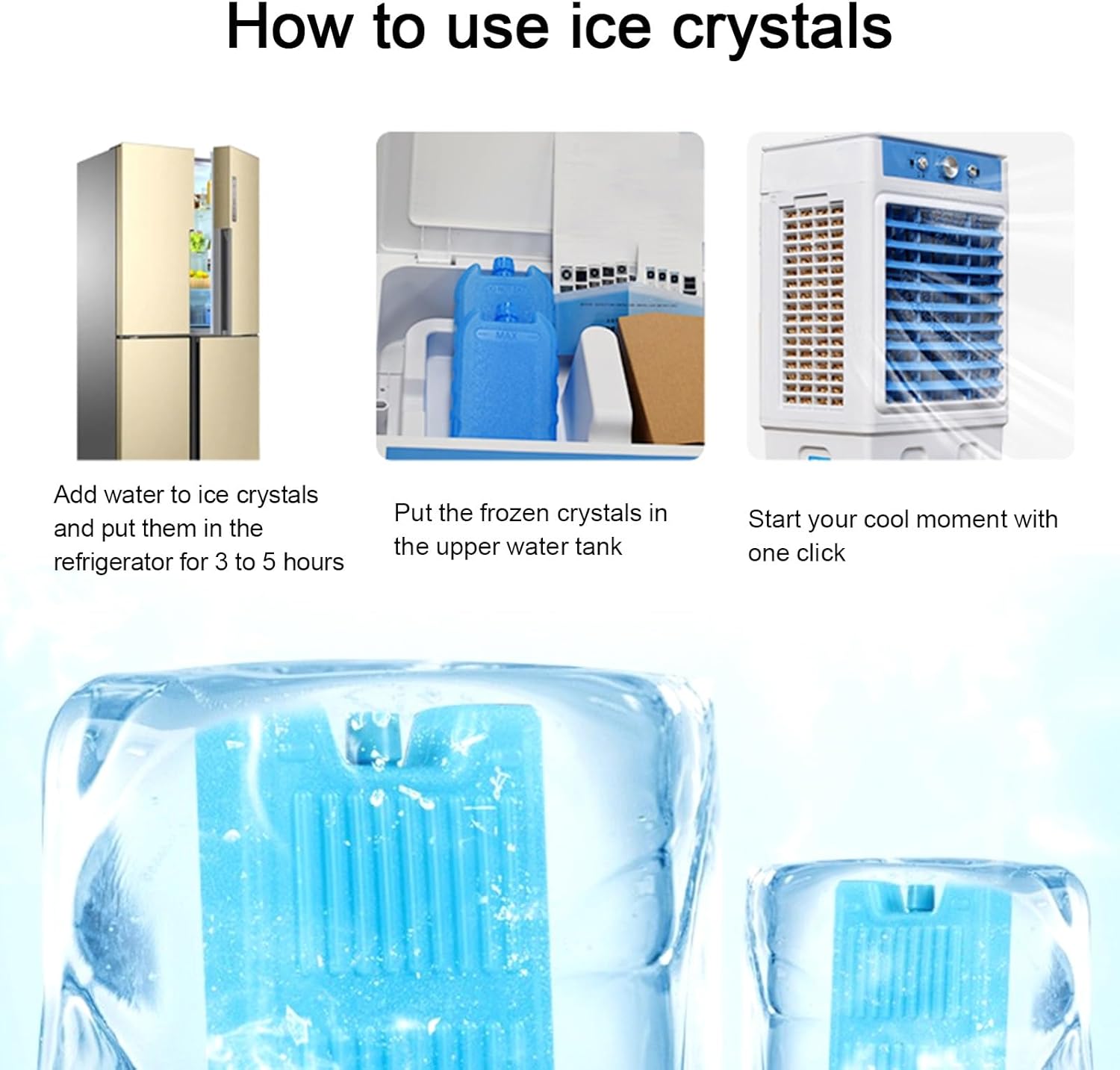 Swamp Cooler Air Conditioners, Large 8-Gal Tank, 3-in-1 Portable Evaporative Air Cooler, 3 Fan Speeds, 12h Timer, 600 Sq Ft Coverage, Ideal for Bedroom Home Office