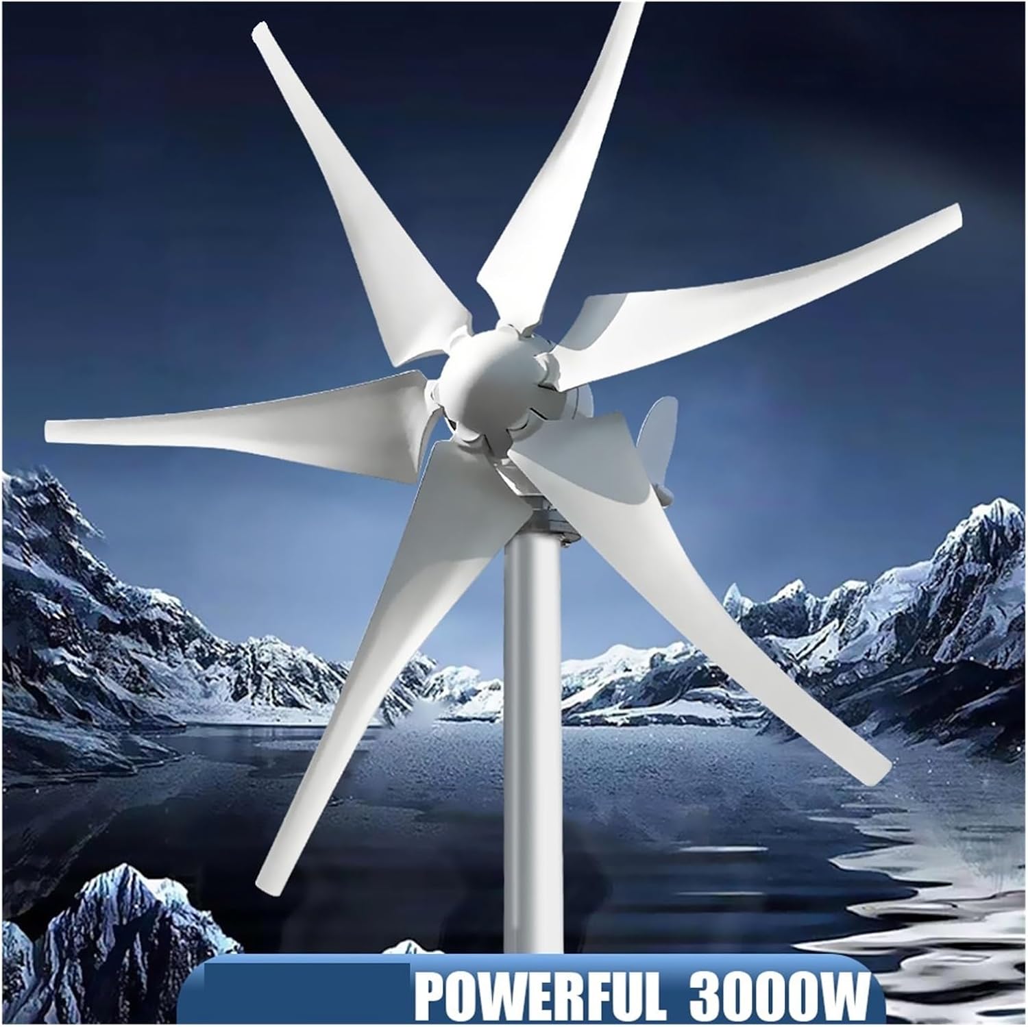 3000W Horizontal Wind Turbines Generator 12V/24V/48V Low Noise Wind Turbine 5 Blade Family with Controller Low Starting Speed for Home(Type1,24V_3KW)