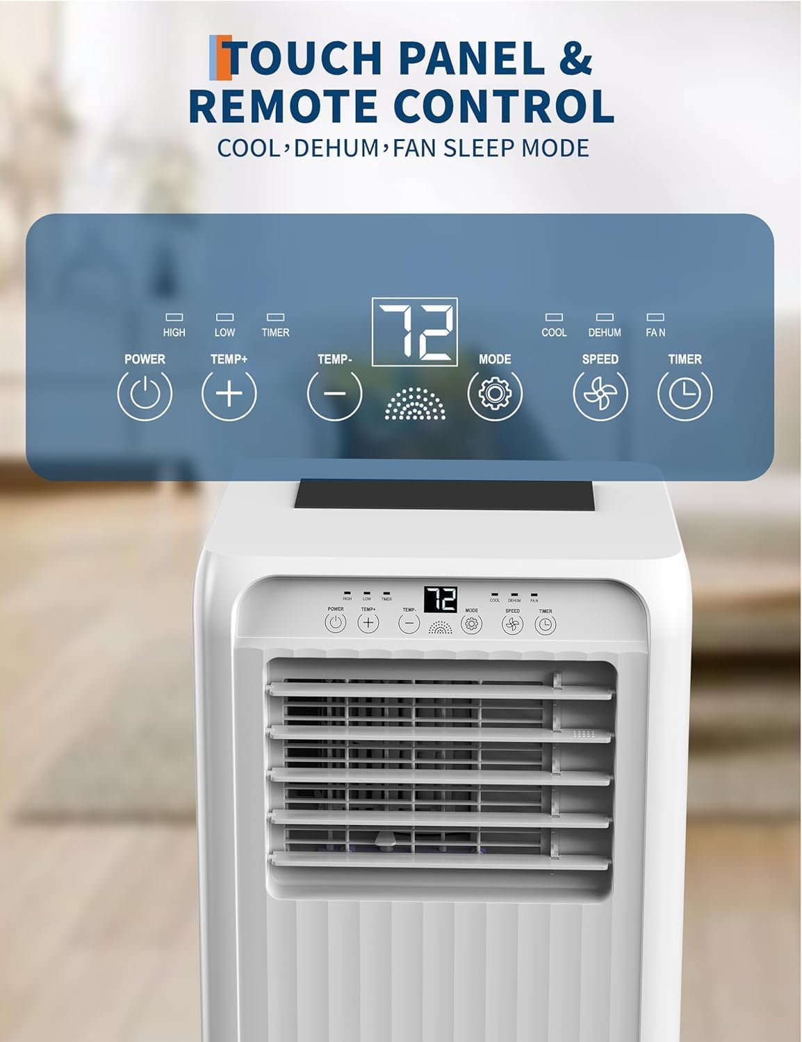 8000 BTU Portable Air Conditioner, Cools Up to 350 Sq. Ft, 3-In-1 Room Air Conditioner With Dehumidifier & Fan, Sleep Mode, Easy Install Kit for Home