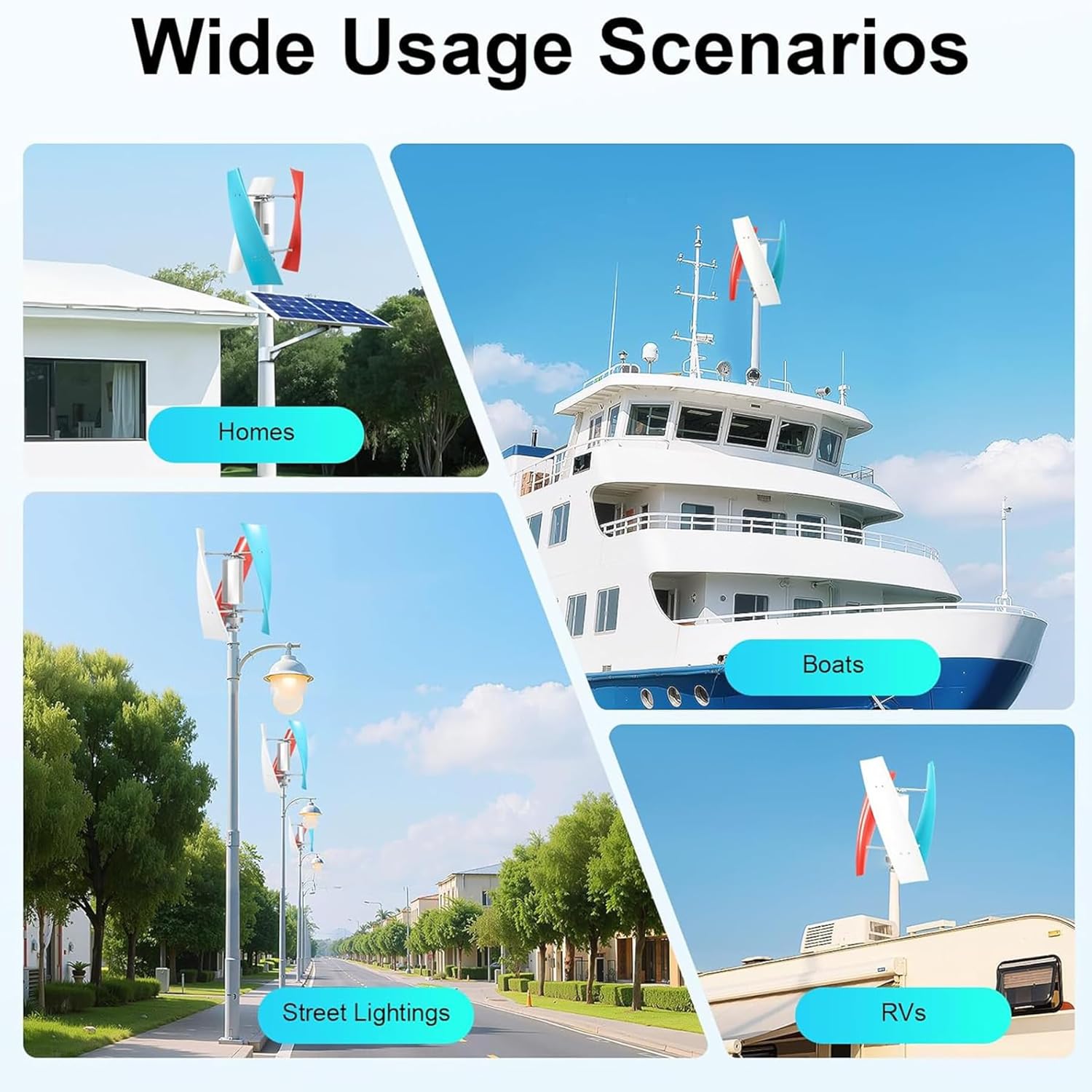 12000W 110V/220V Wind Turbine Vertical Wind Generator Kit, for Marine, RV, Home, Windmill Generator Suit for Hybrid Solar Wind System