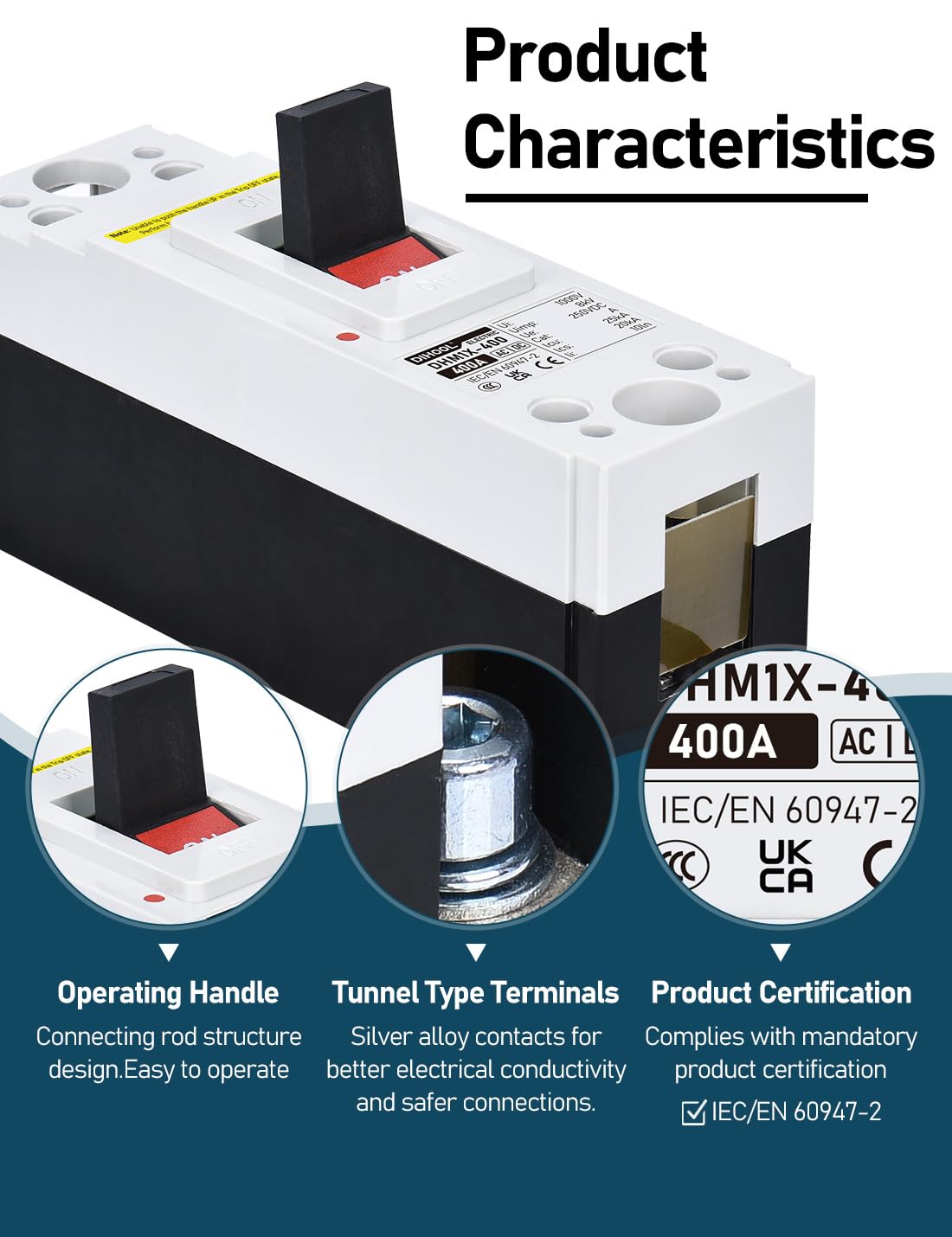 DIHOOL 400 Amp Heavy Duty Battery Disconnect Switch, DC Circuit Breaker for Car Audio RV Marine Boat Truck Trolling Motors