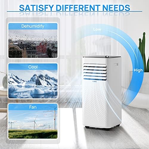 TURBRO Finnmark 8,000 BTU Portable Air Conditioner, Dehumidifier and Fan, 3-in-1 Floor AC Unit for Rooms up to 300 Sq Ft, Sleep Mode, Timer, Remote Included (5,000 BTU SACC)