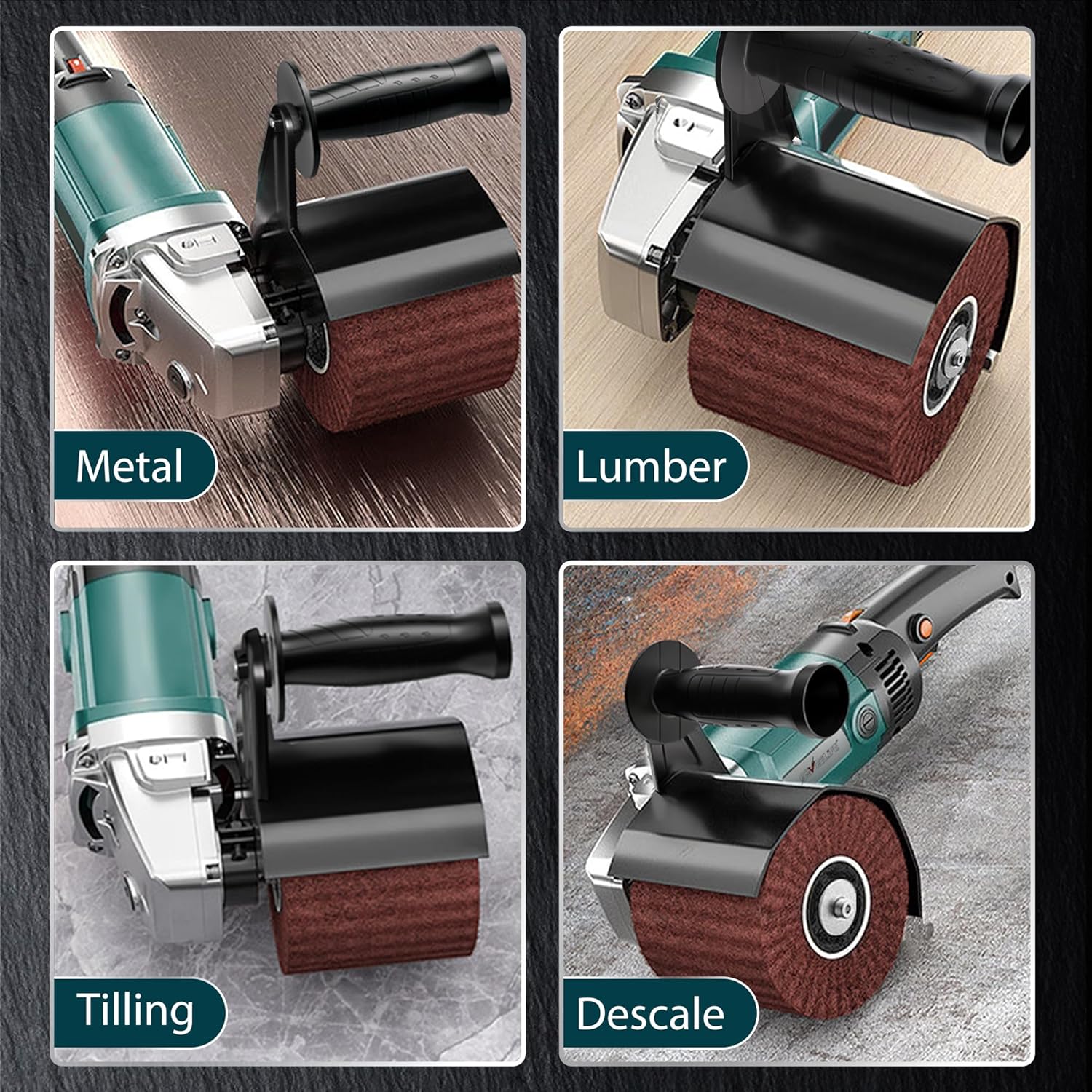 Surface Conditioning Tool 1400W, Burnishing Polishing Machine with 8 Variable Speed, Electric Handheld Stainless Steel Polisher Set, Metal Burnishing Machine Kit with Burnishing Wheel, Blue