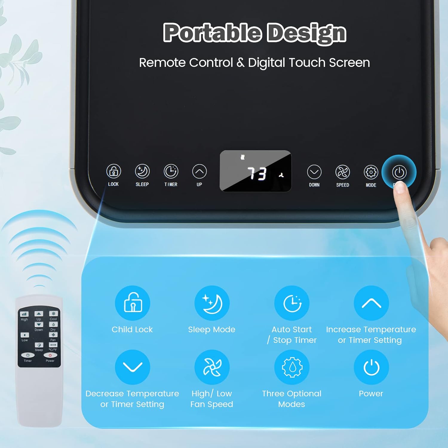 ARLIME Portable Air Conditioners, 8000 BTU AC Unit Cools up to 230 sq. ft. Freestanding Air Cooler w/Fan & Dehumidifier, Remote Control, Window Mount Kits for Home Office