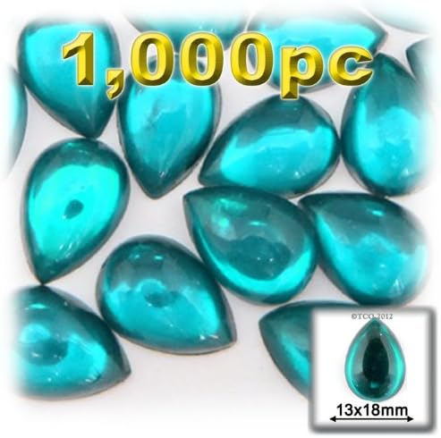 The Crafts Outlet 1000-Piece Acrylic Flatback Cabochons Teardrop Beads, 13 by 18mm, Jewel Tone Assortment